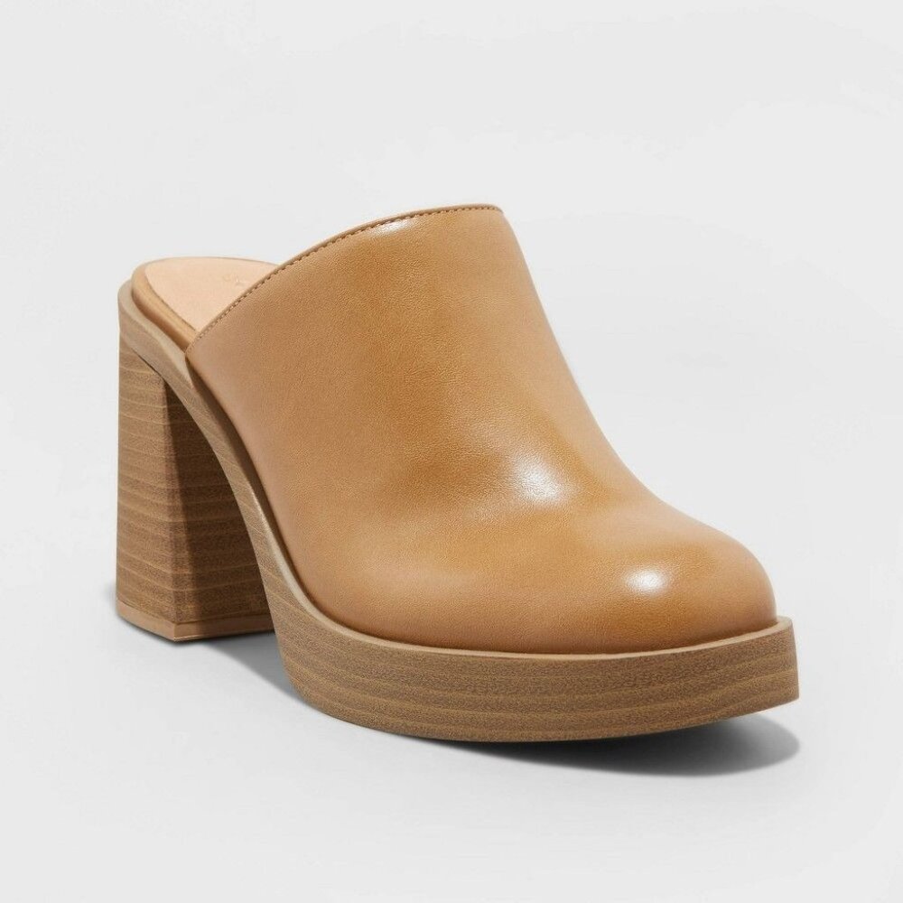 Universal Thread Women's Tan Tess Platform Mule Heels - Size 10, NWT - Picture 1 of 15